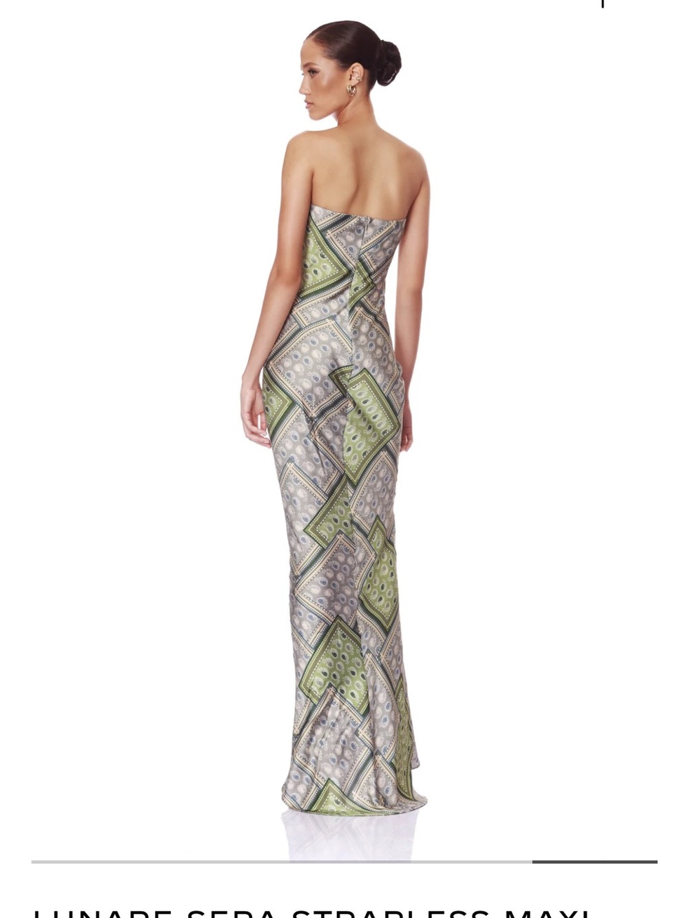 Bronx and Banco Strapless Printed Maxi Dress in Green and Gray - Picture 3 of 3